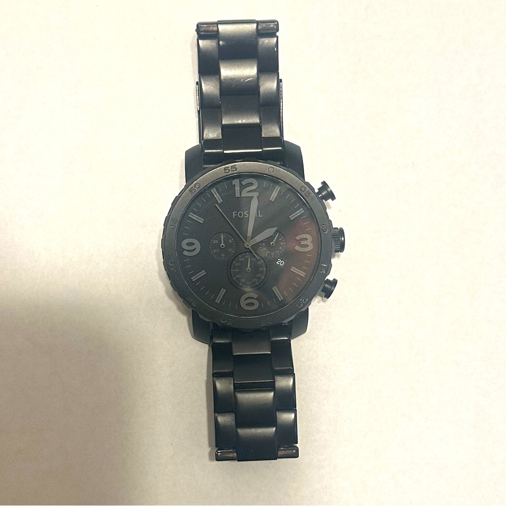 Men’s Fossil 50mm Nate Matte Black Big Face Watch used